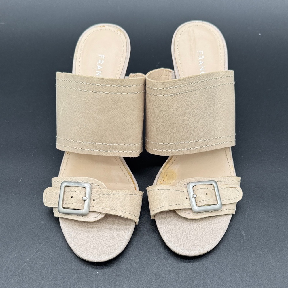 Franco Sarto Florella Tan Mules with Buckle Detail Size 6.5